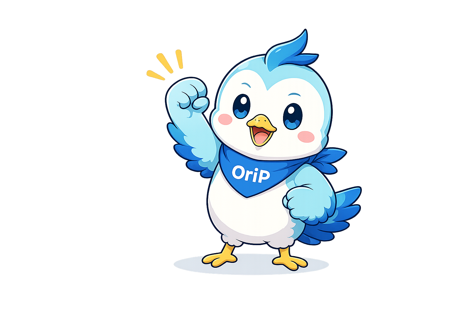 OriPキャラクターのガッツポーズ